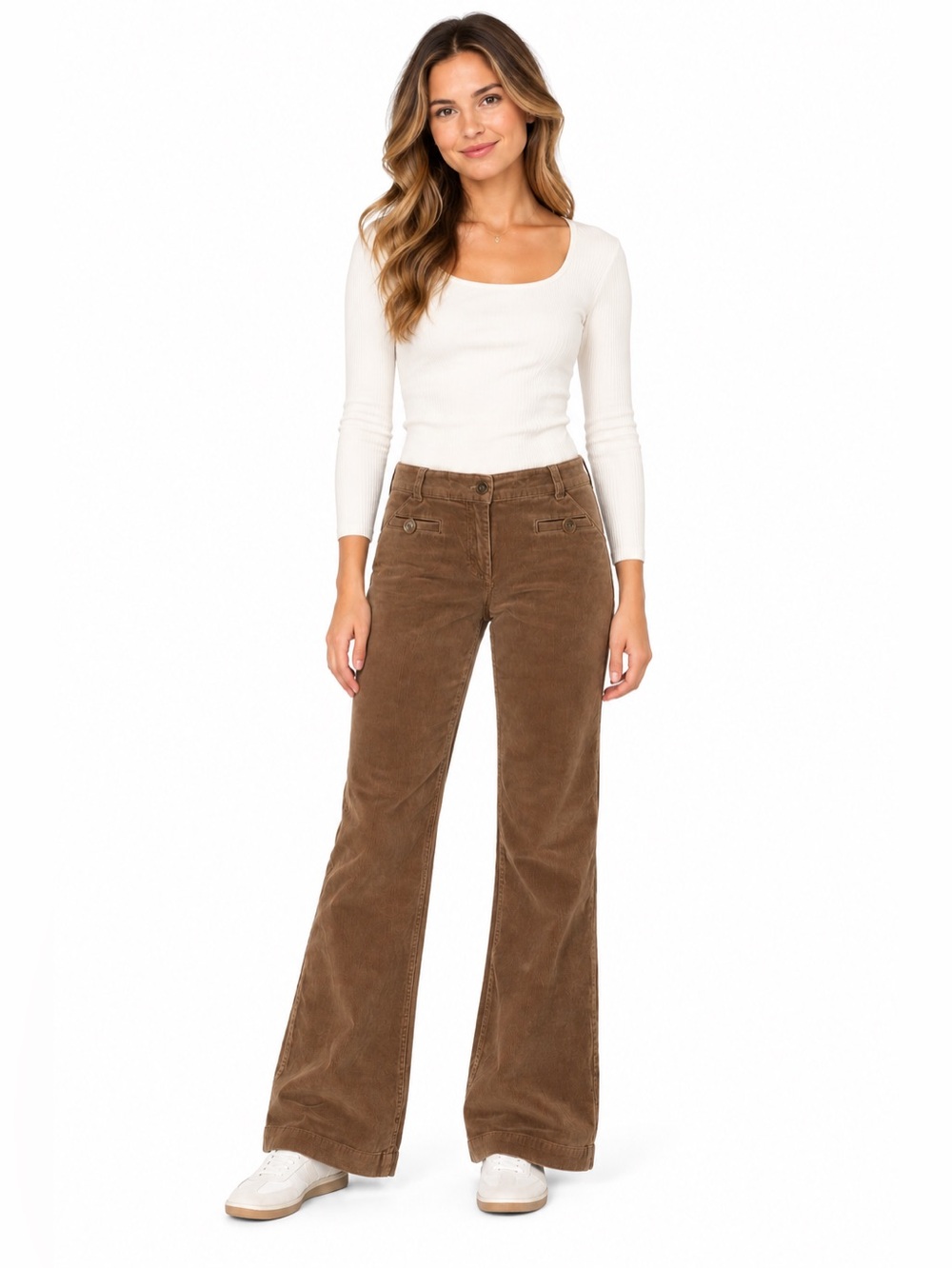NEW YORK & COMPANY Corduroy Wide-Leg Pants in Brown